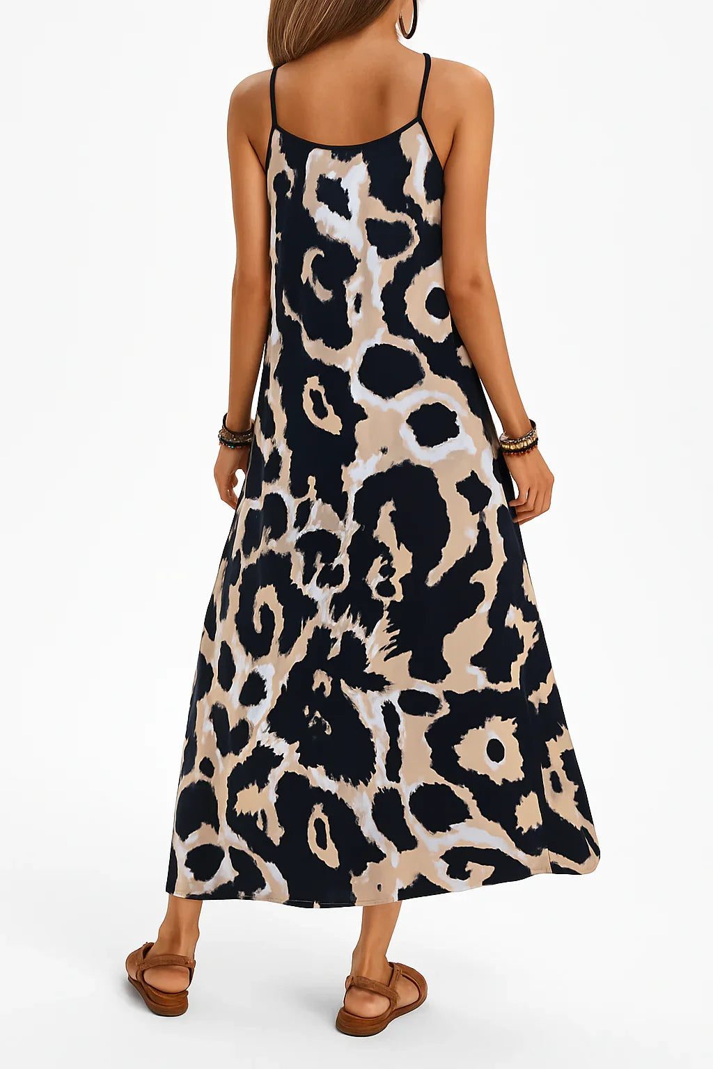 Vestido maxi animal print negro