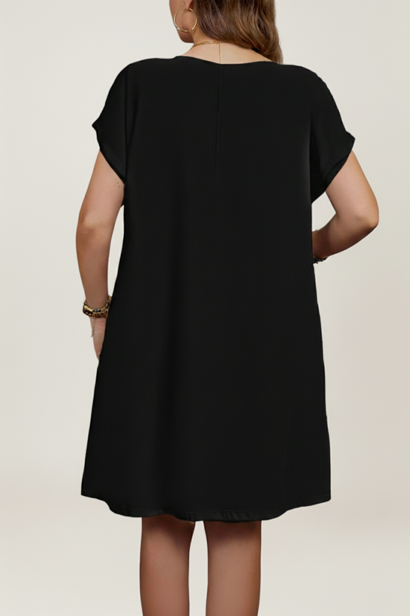 Vestido túnica corto con abertura en el escote – Brisa Urbana