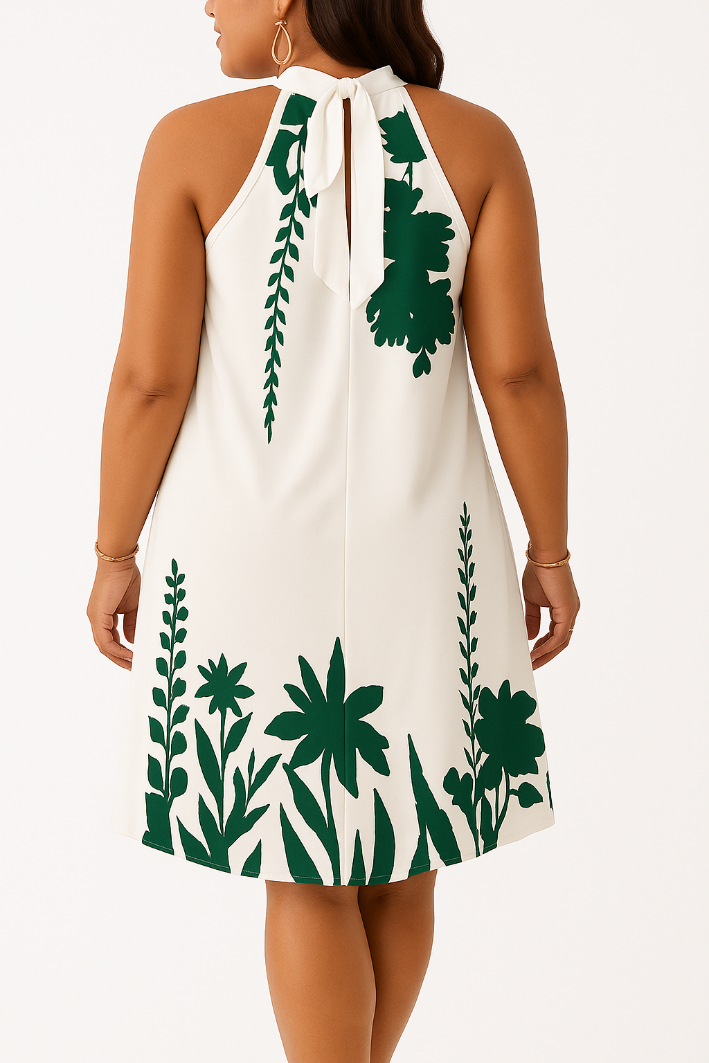 Vestido corto halter evasé con estampa botánica – Jardín Urbano