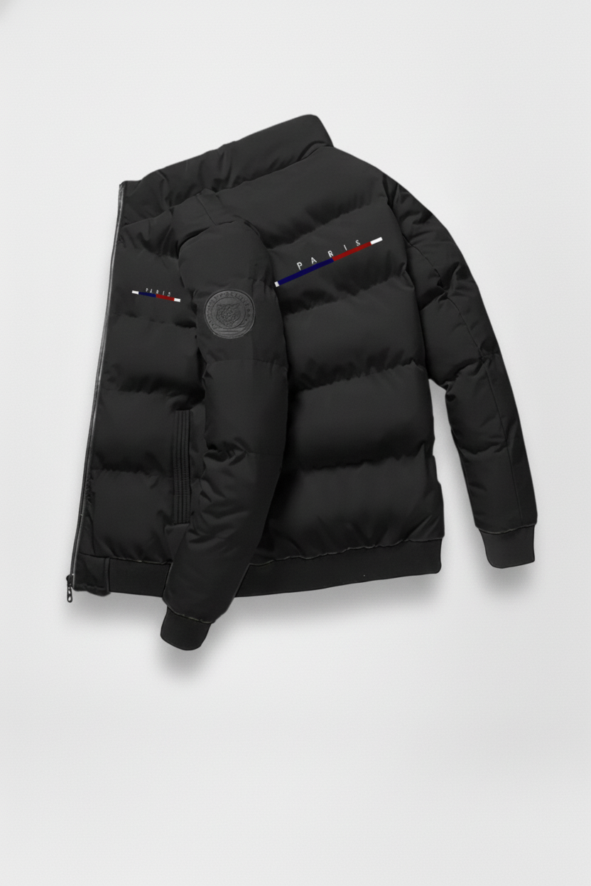 Campera acolchada estilo urbano con bordado frontal – Horizonte Parisino