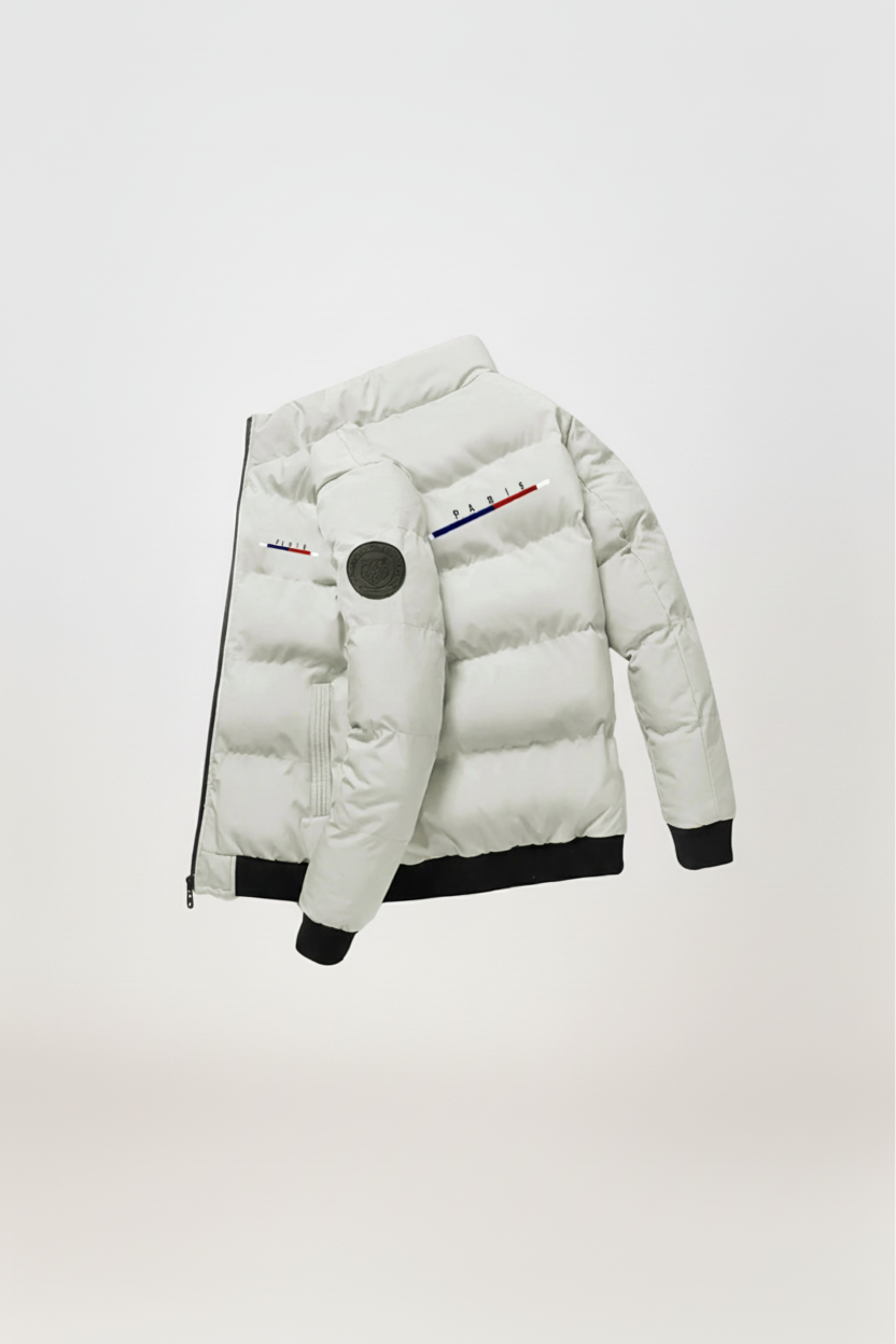 Campera acolchada estilo urbano con bordado frontal – Horizonte Parisino