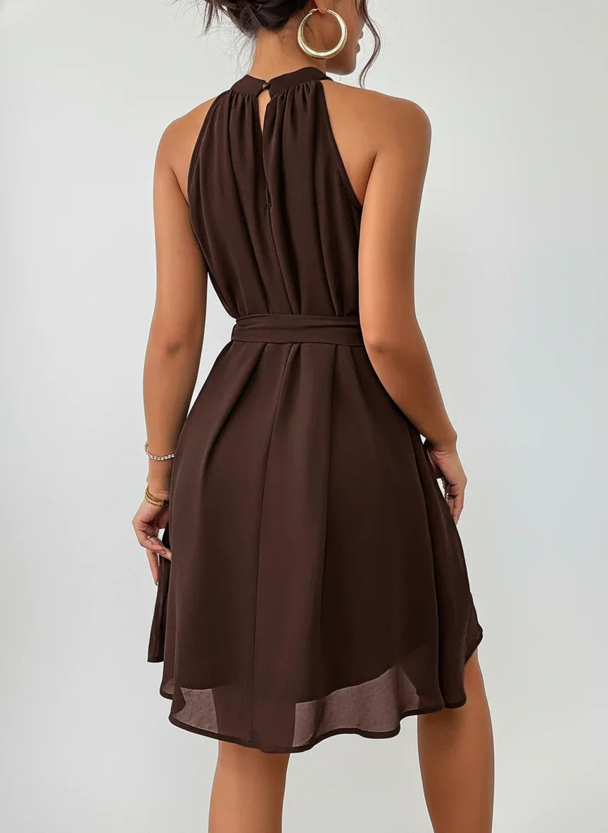 Vestido corto halter con lazo en la cintura – Tarde en Palermo